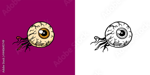A dead eye of a dead man or zombie eyeball .Halloween witchcraft and sorcery thing magician and voodoo hand drawn engraved 