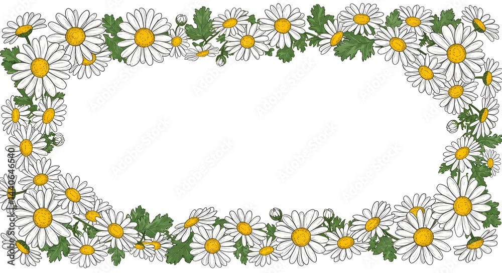 Charming daisy frame. Perfect for invitations, cards, or adding a touch of springtime to your designs.