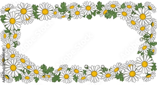 Obraz na płótnie Charming daisy frame. Perfect for invitations, cards, or adding a touch of springtime to your designs. w salonie