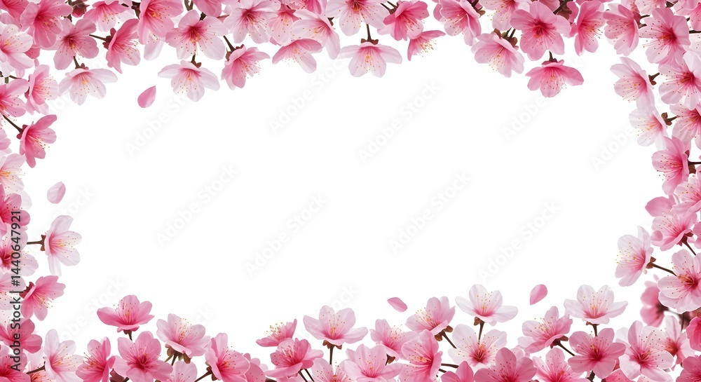 Delicate pink blossoms create a lovely frame, perfect for springtime announcements or greetings. A soft, romantic image.