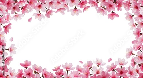 Obraz na płótnie Delicate pink blossoms create a lovely frame, perfect for springtime announcements or greetings. A soft, romantic image. w salonie