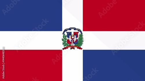Animation of the appearance and disappearance of a flat flag 2D Dominican Republic
