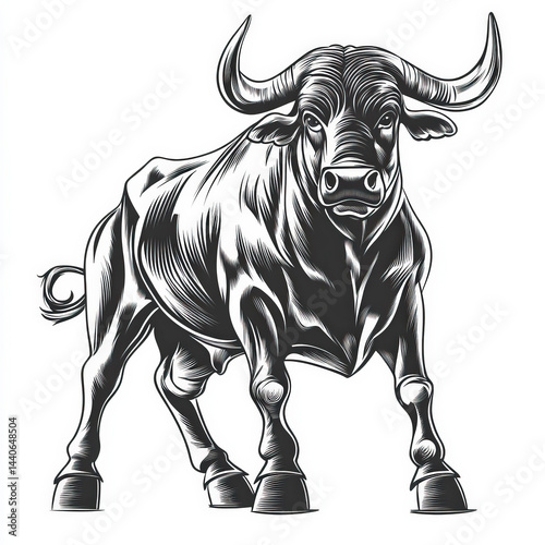 bull silhouette , black and...