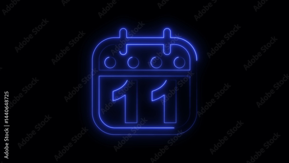 Neon calendar illustration of the 11th day of the month. Neon calendar illustration of the 11th day of the month.