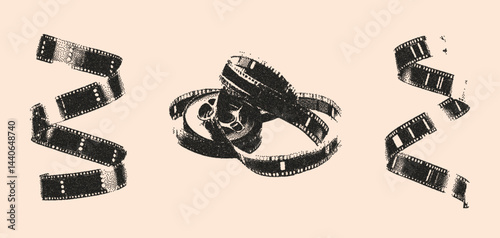 Trendy film strip grunge grain noisy texture, vintage photocopy effect. Retro vector illustration.