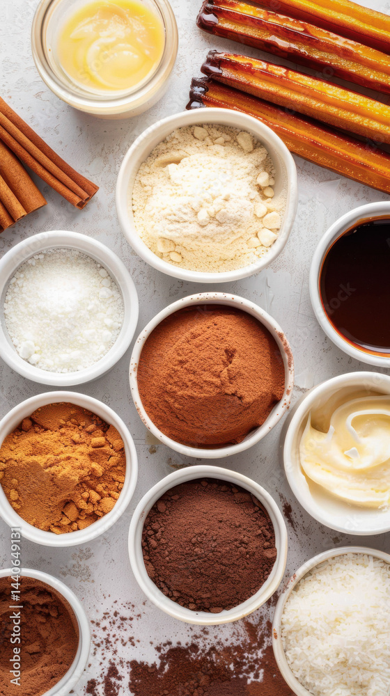 Bowls have various ingredients for different recipes and cuisine