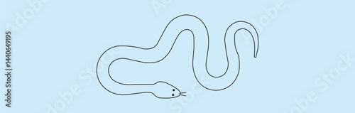 Snake silhouette. Isolated snake. Top view of a snake for a danger warning sign design.