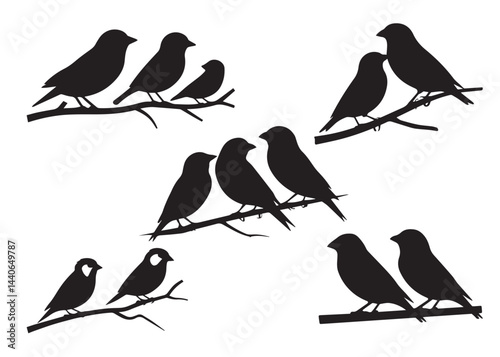 Silhouettes of different birds