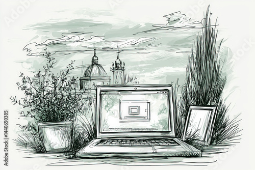 Web template sketch: A mode...