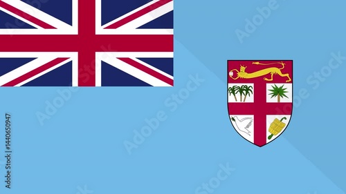 Animation of the appearance and disappearance of a flat flag 2D Fiji