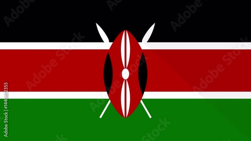 Animation of the appearance and disappearance of a flat flag 2D Kenya