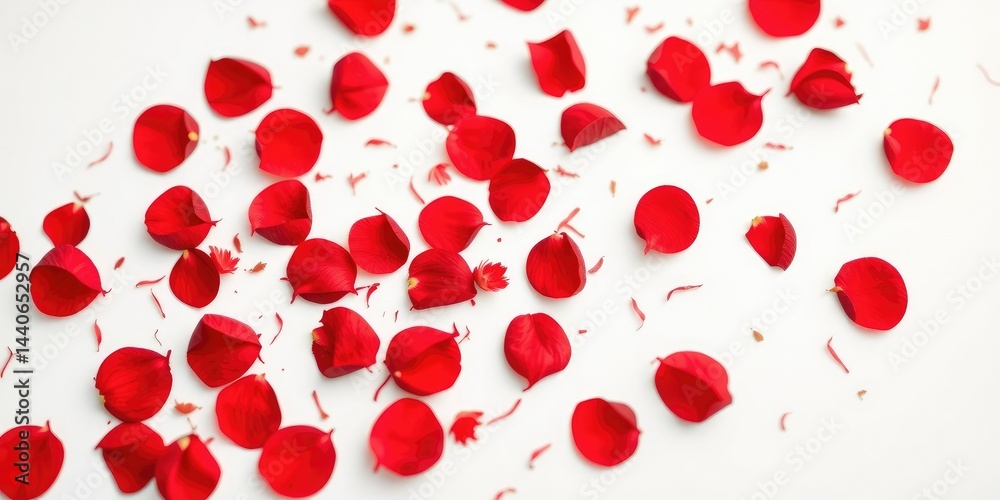 Red Rose Petals on White Background - Romantic Design Red Rose Petals on White Background - Romantic Design