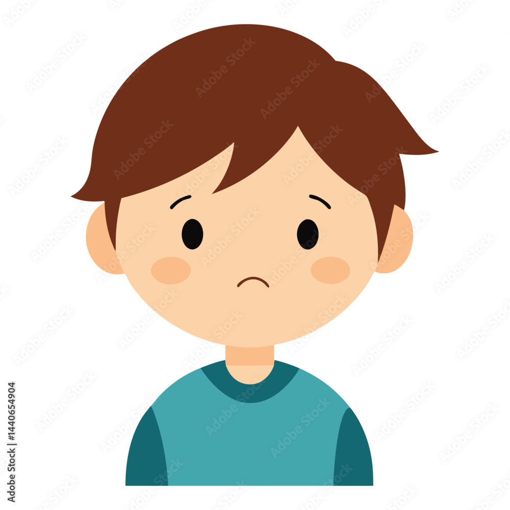 Obraz premium Sad boy illustration vector graphic featuring cartoon character expressing negative emotion