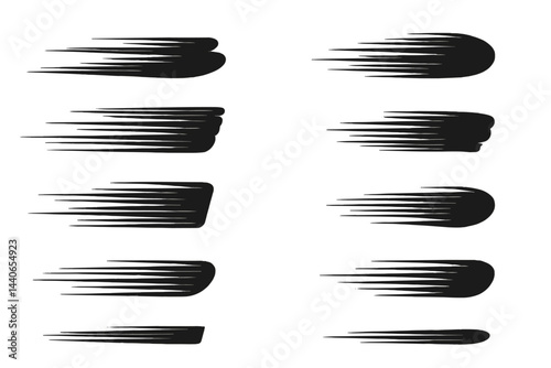Dynamic black streaks representing motion and energy in a minimalist design