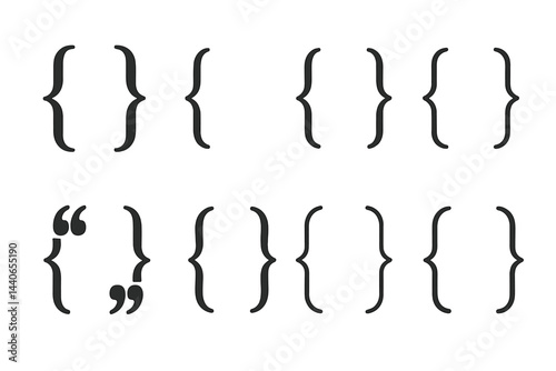 Creative arrangement of brackets and quotation marks in a minimalist design