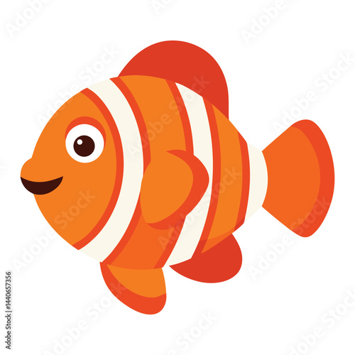 Cute clownfish illustration bright orange and white tropical fish vector graphic