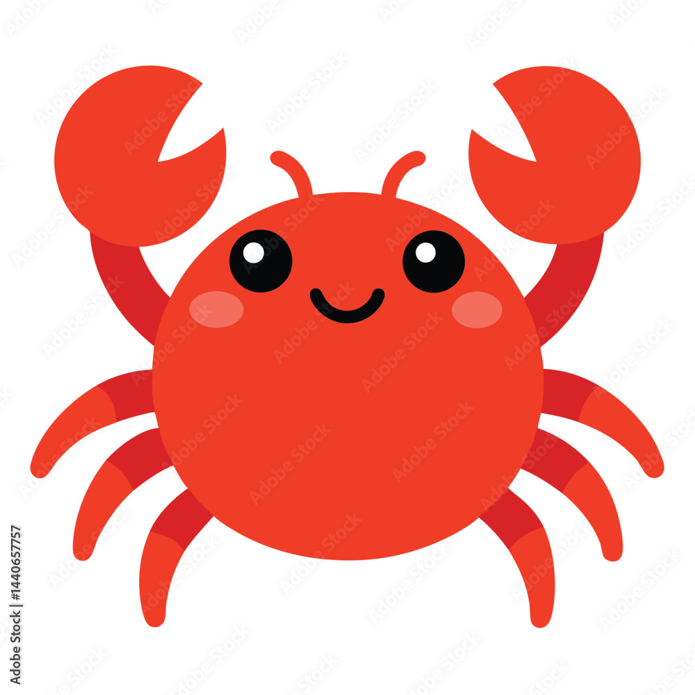 Fototapeta premium Cute red crab cartoon illustration isolated on white background