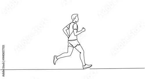 Runner in motion on a minimalistic background  