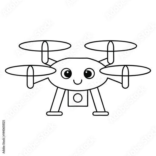 Cute Cartoon Drone Coloring Page – Simple & Fun for Toddlers