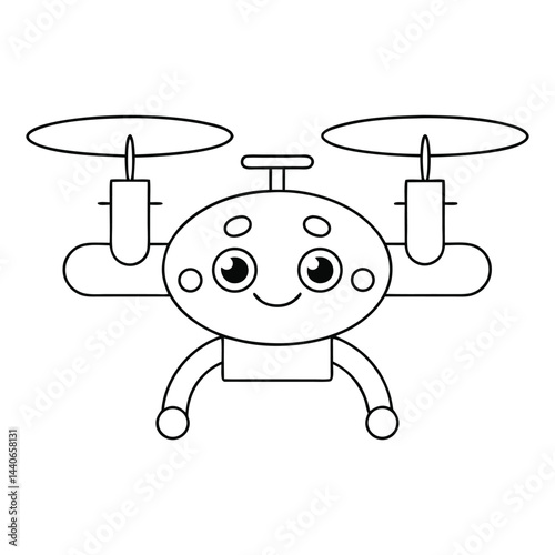 Cute Cartoon Drone Coloring Page – Simple & Fun for Toddlers