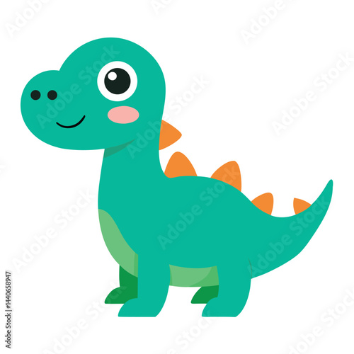 Cute cartoon dinosaur illustration isolated on white for children designs