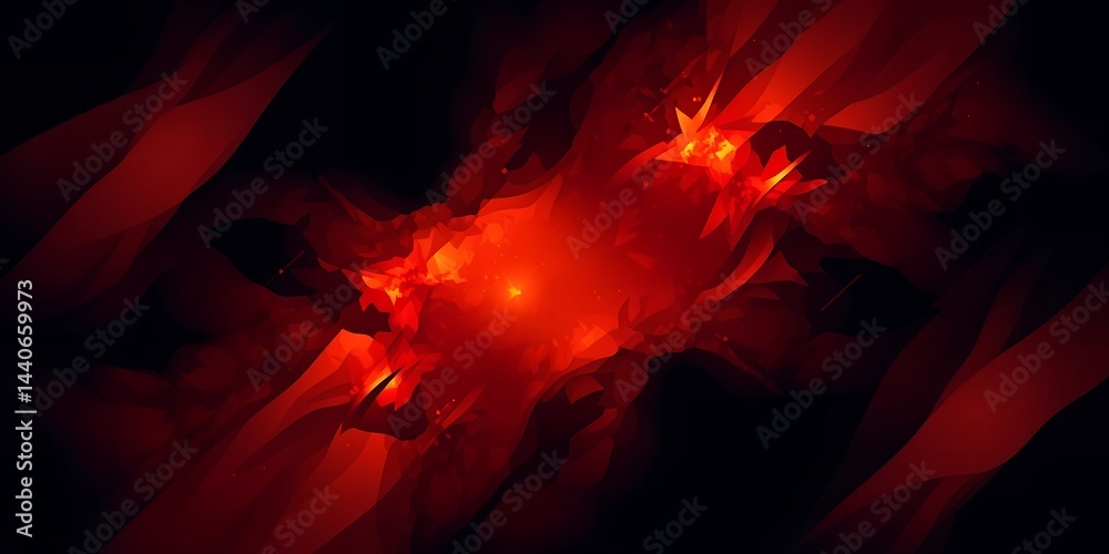 Fototapeta premium Abstract dark background with bright red and orange light emanating from the center area