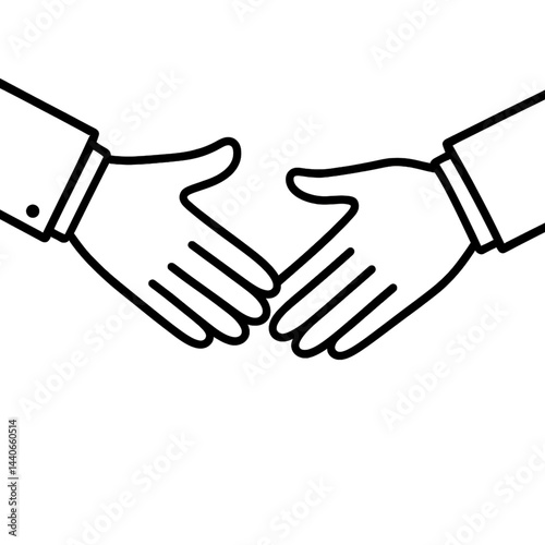 A pair of hands reaching out to each other black line white background 