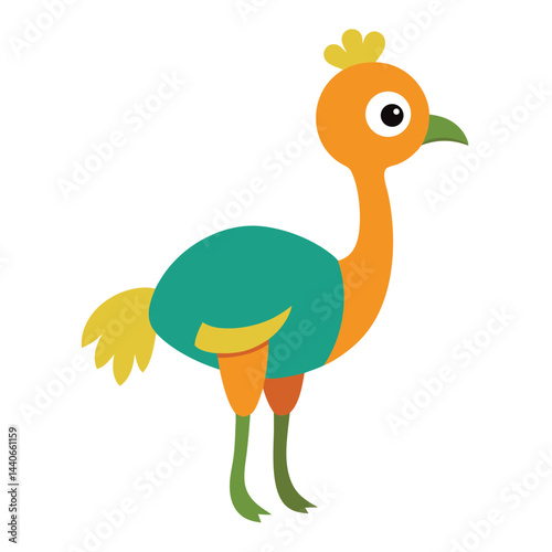 Cute cartoon ostrich vector illustration for childrens books and educational resources