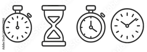 Different types of timekeeping devices illustrate concepts of measurement and time management in various forms