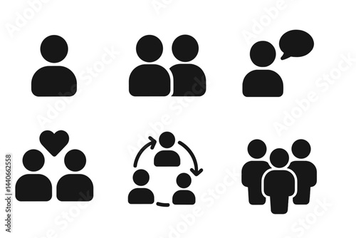 Silhouettes of people symbolizing social interactions and community connections in a minimalistic style