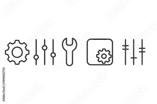 Tools and Settings Icons Representing Technology and Engineering Adjustments in Simple Design
