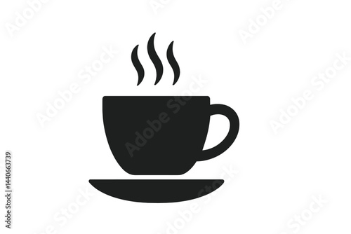 Warm cup of coffee on a saucer with steam rising, perfect for a cozy morning moment in a cafe setting