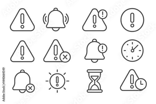 Alert icons representing notifications and reminders in a minimalistic design suitable for various applications