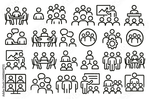 Collaboration and communication icons graphic for teamwork and business settings