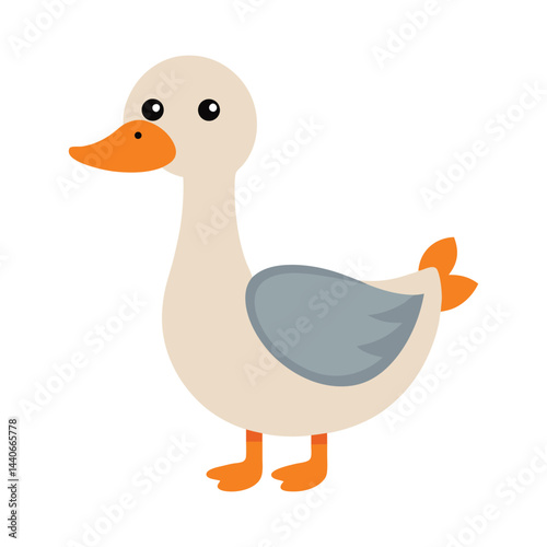 Cute goose vector illustration simple design for kids isolated on white