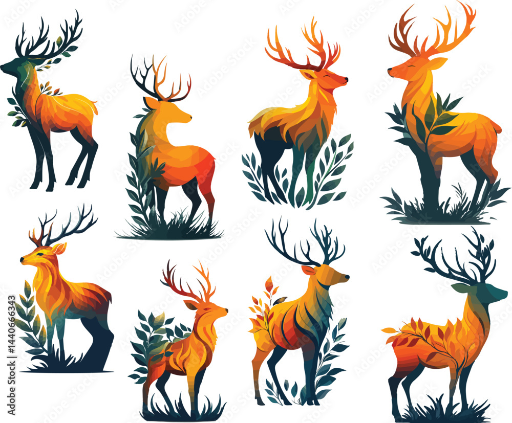 Obraz premium Vector illustration design set of wild animals, a nature-inspired animal icon collection