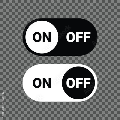 Black and white on and off switch design. Vector Illustration.	
