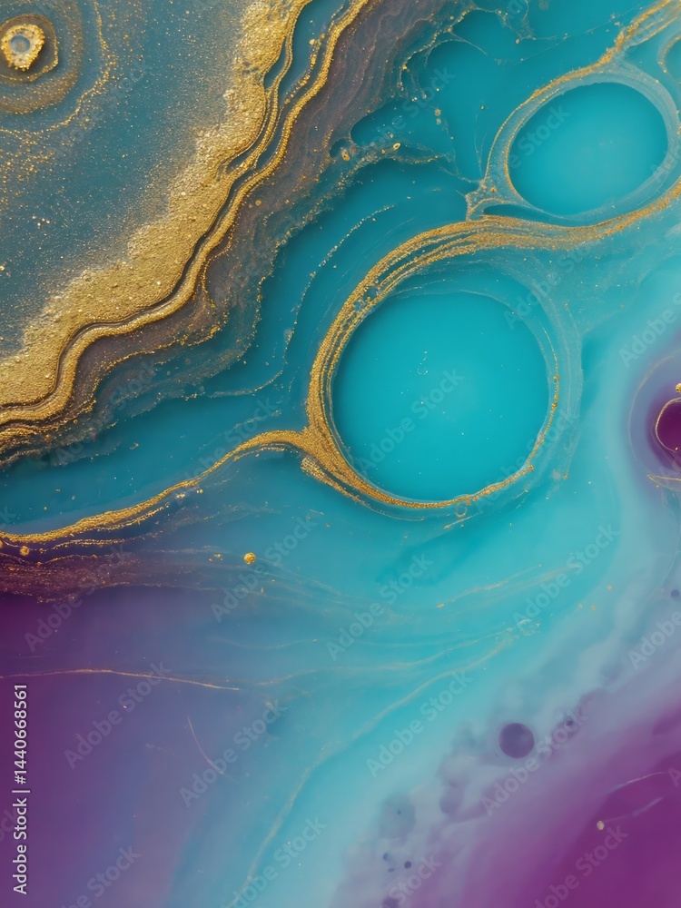 Oil and water interface creating abstract organic waves under magnification Ma
