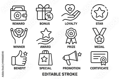Reward icons collection for recognition and appreciation in various settings