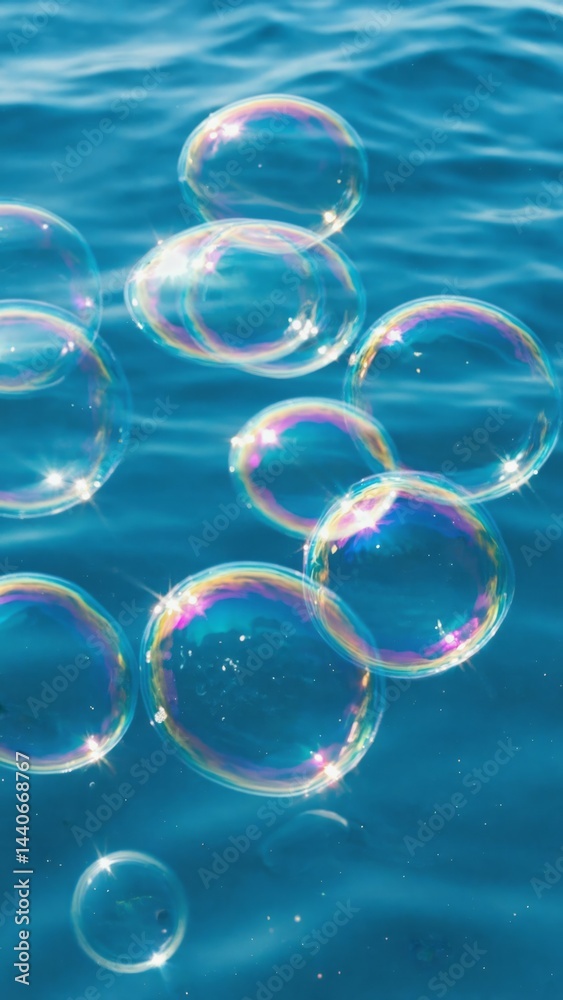 Macro close up of bubble clusters floating on water surface Organic geometry,