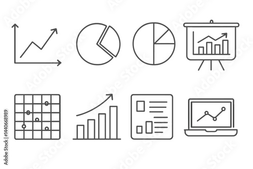 Visual representation of data analysis tools and charts suitable for business presentations or reports