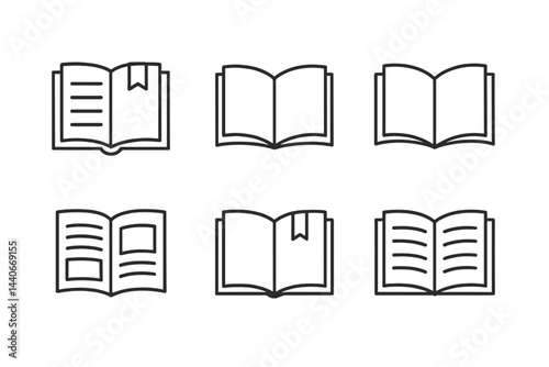 Various open books with bookmarks and blank pages displayed in a creative arrangement during daytime