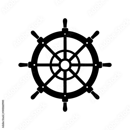 Ship wheel silhouette vector illustration 