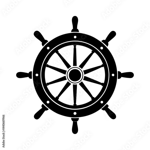 Ship wheel silhouette vector illustration 