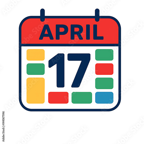 A bright, vibrant calendar with colorful date blocks (such as red or blue) and a prominent, easy-to-read date 13 april month