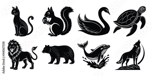 Photography This vector set  wild animals silhouette illustrations