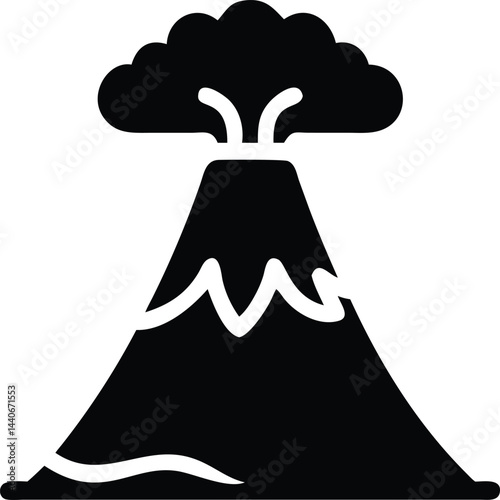 silhouette of volcano eruption vector design