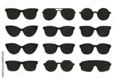 Various styles of sunglasses displayed in a grid, showcasing contemporary fashion trends in eyewear design