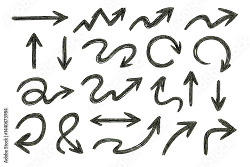 Various hand-drawn arrows showcasing different directions and styles for design purposes