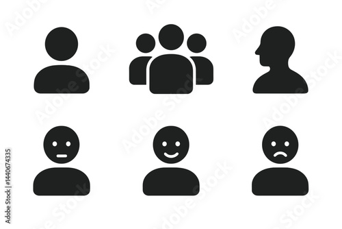 Graphic representation of various human figures and emotions in a minimalistic design suitable for communication and expression